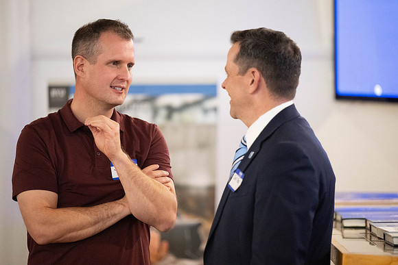 Alumni in the Cache Valley area gather at Eagles Landing Event Center, in Smithfield, Utah and get the chance to listen to and meet President Meredith.