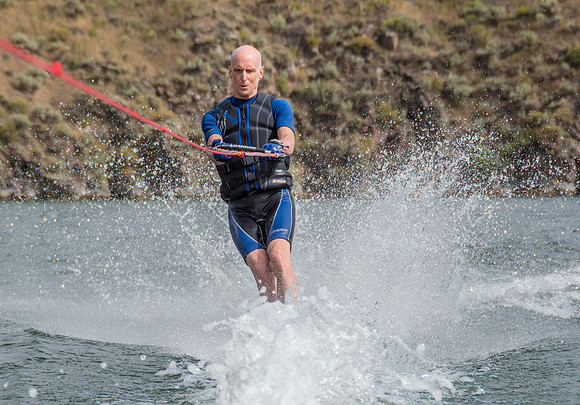 Waterskiing at Ririe Reservoir with BYU-Idaho's President Henry J Eyring. Video shoot for his Fall semester devotional promo video. - Aug 2019