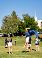 Students gather at the upper field for various 4th of July activities.