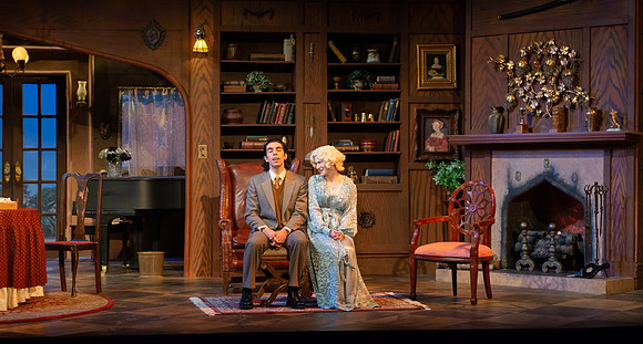 Drama dress rehearsal for the Blithe Spirit play in the Snow theater.