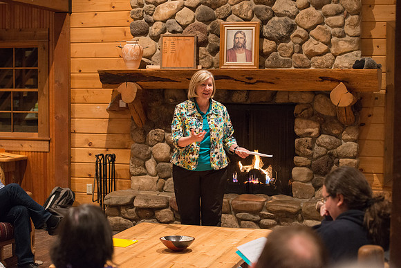 Retreat for teachers at the Sky Mountain Lodge in Victor, Idaho. Facilitator Robyn Bergstrom.
