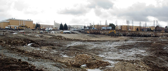 Construction on the Auditorium, later named the BYU-Idaho Center.