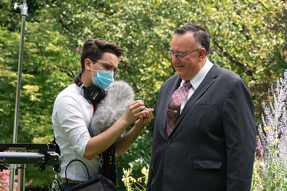 Video production of Vice President, Jon Linford, in the Thomas E. Ricks Gardens for the We're In This Together campaign.