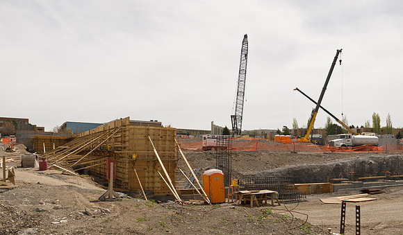 Construction on the Auditorium, later named the BYU-Idaho Center.