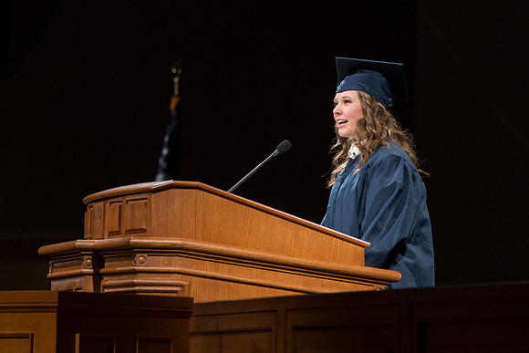 BYU-Idaho December 2013 graduation.  Scripture Reading by Rachell Huber, a graduate from the Nursing Dept.