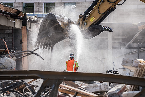 Big D Construction demolishing the Kirkham building during Summer break.