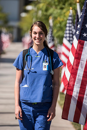 500 flags displayed in the Central Quad on Constitution Day.