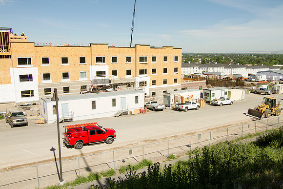 Progress of the new housing for male and females on the BYU-Idaho campus during the 2014 Spring Semester.