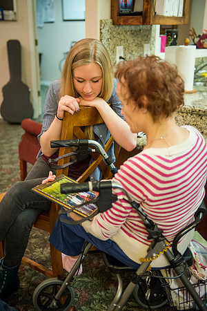 Students at Brigham Young University-Idaho visit a senior center in Rigby, Idaho and spend time with the senior citizens there.