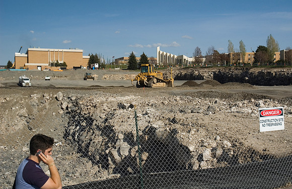Construction on the Auditorium, later named the BYU-Idaho Center.