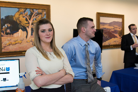 Students showcase their final senior projects for others to see.