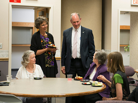 A moment for guests to meet and mingle with composer Daniel Gawthrop.
