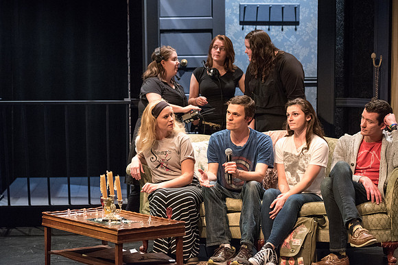 Cast and crew answer audience questions following the theater production of The Glass Menagerie.