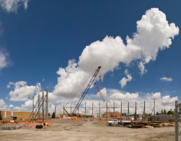 Construction on the Auditorium, later named the BYU-Idaho Center.