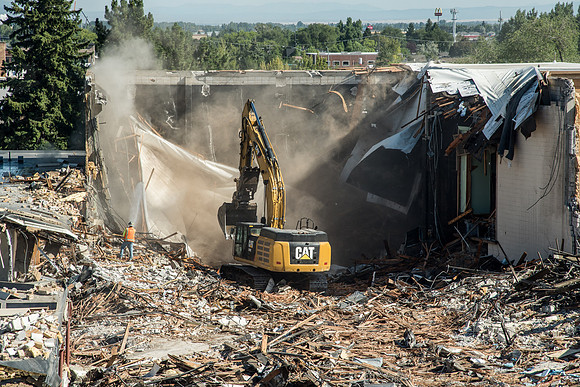 Big D Construction doing some major Destruction to the Kirkham Building.