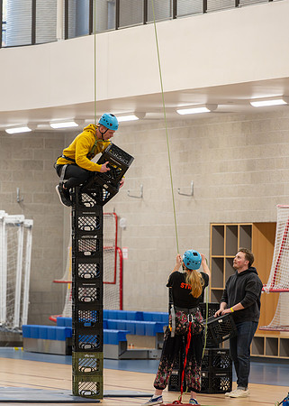 Students participating in Crate Stacking at BYUI I-Night.