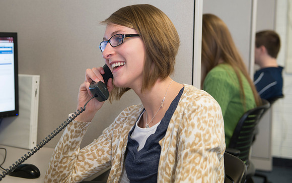 Student workers in the Online Support Center.  Laura Cook