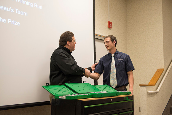 SK Tools representative Rob Conrad speaks to Automotive and Engineering students in the Austin Builiding.
