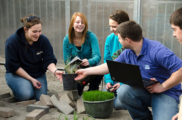College horticulture class works with high school students to redesign the Clark playground facilities.