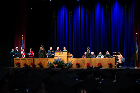 Graduates during convocation for the College of Physical Science and Engineering.