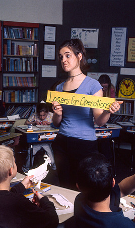 Student teachers practice in the classroom. March 6, 2002.