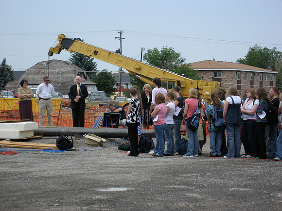 Construction on the Auditorium, later named the BYU-Idaho Center.