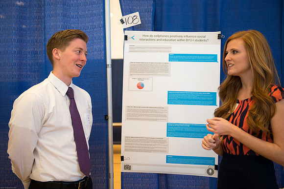 Students present their projects for the Student Research and Creative Works Conference.