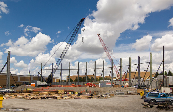 Construction on the Auditorium, later named the BYU-Idaho Center.