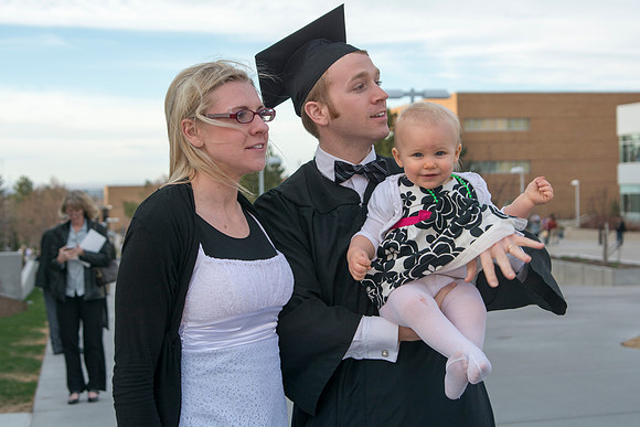 Brigham Young University-Idaho Graduates tour campus with their families saying goobyes to peers and getting pictures with friends and family before the convocation ceremonies. Photo by Ryan Chase