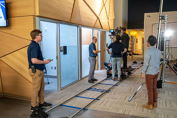 Media creations video production in the Career Center. Aug 2022