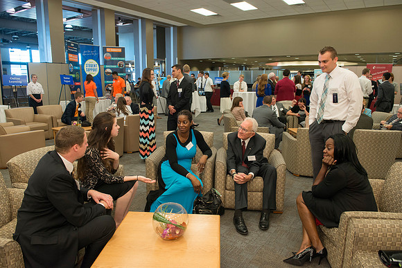 President Clark G.Gilbert meets with members of the President's Club for an evening of good food, entertainment and enlightenment.
