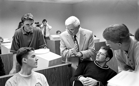 Students participating in an interactive class with BYU.