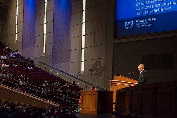 Elder Don R. Clarke, Emeritus General Authority, speaks at devotional.