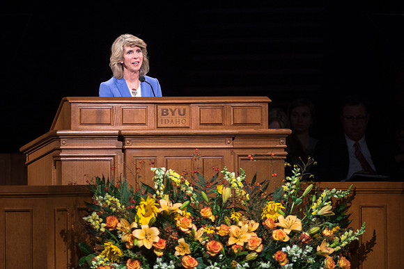 Carol F. McConkie, of the Young Women general presidency speaks at devotional. Photo by Lana Strathern