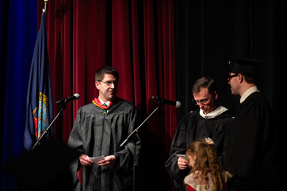 Graduates during convocation for the College of Physical Science and Engineering.