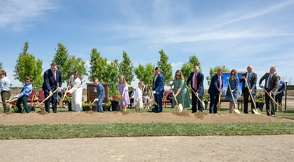 Teton River Temple Groundbreaking ceremony on a beautiful clear morning in North Rexburg, Idaho.