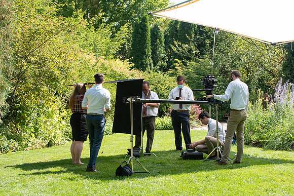 Video production of Vice President, Jon Linford, in the Thomas E. Ricks Gardens for the We're In This Together campaign.