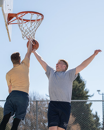 BYU-Idaho Admissions Viewbook. Jacob Kaiser playing basketball. Spring Semester