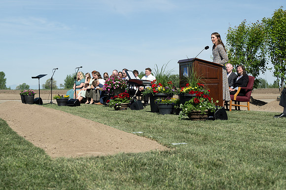 Teton River Temple Groundbreaking ceremony on a beautiful clear morning in North Rexburg, Idaho.