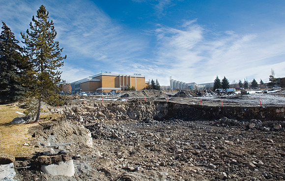 Construction on the Auditorium, later named the BYU-Idaho Center.