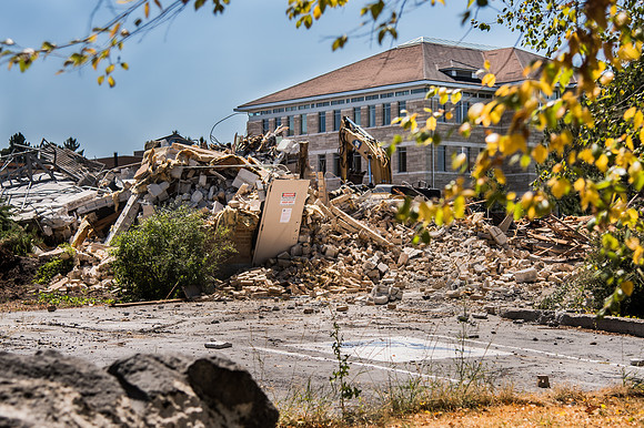 BYU-Idaho Kirkham building demolition. Summer Term