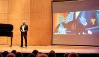 Del Parkinson piano concert in the snow building.