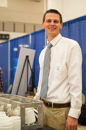 Students present their projects for the Student Research and Creative Works Conference.