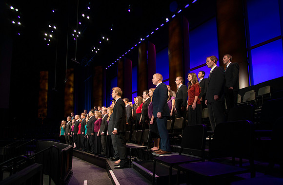 The choir sings a beautiful rendition of "O My Father" before Elder Holland gives his devotional address.