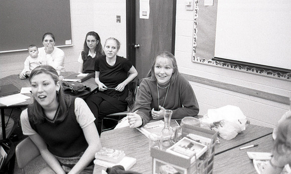 Elementary Education students practice in the classroom. December 1999.