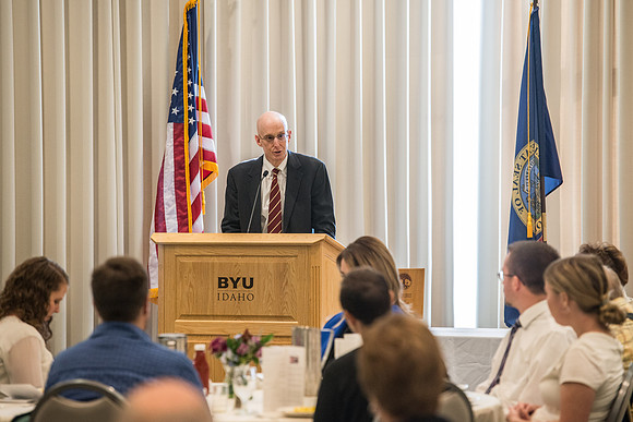 Emeritus Breakfast, Nov 2018, BYU-Idaho Alumni Award of excellence was awarded to Jon Beesley.