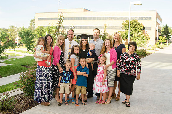 Graduates meet outside on the BYU-Idaho campus after commencement to take pictures before convocation starts. Photo by Tyler Rickenbach
