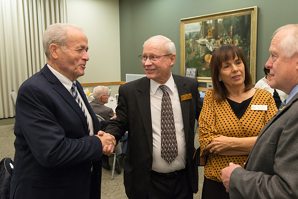 Emeritus Breakfast, Nov 2018, BYU-Idaho Alumni Award of excellence was awarded to Jon Beesley.