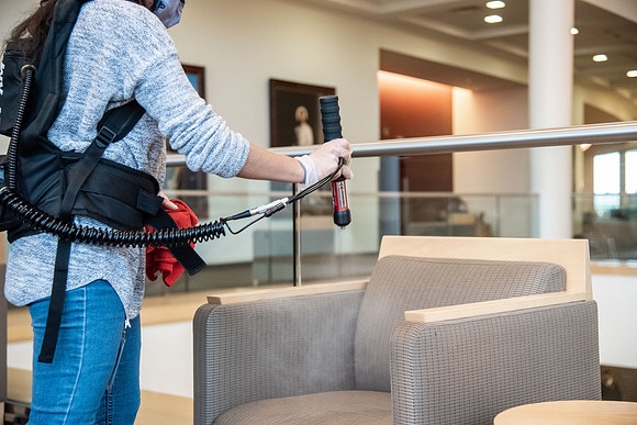 Students sanitizing Oct 2020