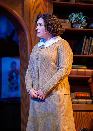 Drama dress rehearsal for the Blithe Spirit play in the Snow theater.
